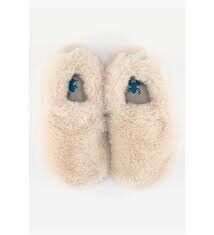 Hopfrög Furry Furry Kırık Beyaz Kürk Barefoot Patik